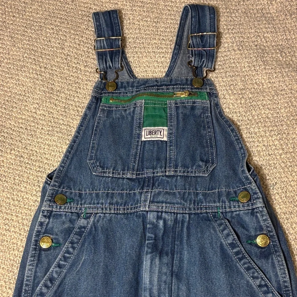 Liberty Denim Overalls with Green Trim Youth